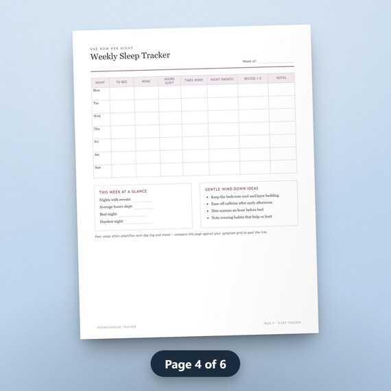 Menopause Tracker Printable, Perimenopause Symptom Log, Hot Flash Sleep Cycle & Doctor Prep Sheet, US Letter PDF, Instant Download, image 7