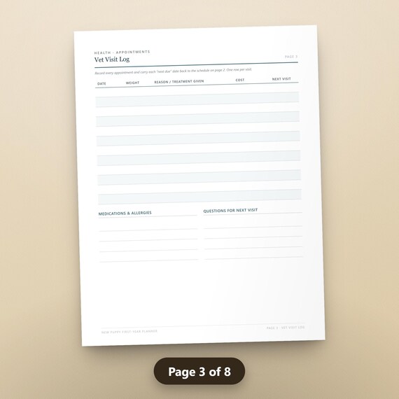 Puppy Vaccination Record Printable, New Puppy Planner, Socialization Checklist, Growth Log, Daily Routine, Instant Download, image 6