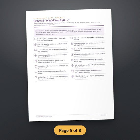 Halloween Party Games Printable, Fillable Bundle for Adults, Trivia, Charades, Whodunit, US Letter, A4, Instant Download, image 8