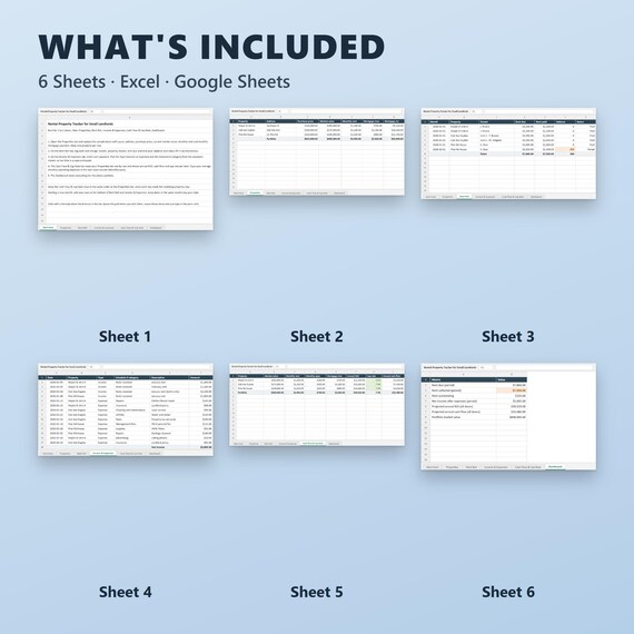 Rental Property Spreadsheet, Small Landlord Income Expense Tracker, Rent Roll, Schedule E, Cash Flow, Cap Rate, Excel, Google Sheets, image 3