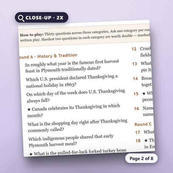 Friendsgiving Party Games, Fillable Adult Thanksgiving Games, 8 Host Games, Trivia Friend Feud Charades, US Letter, A4, Printable PDF, image 4