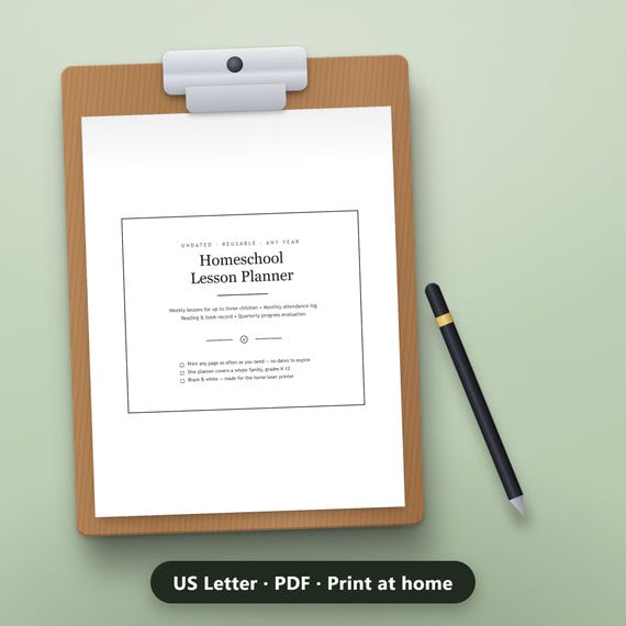 Undated Homeschool Planner PDF, Multi-Child Weekly Lesson Planner, Attendance Log, Reading Record, US Letter, Instant Download, image 3