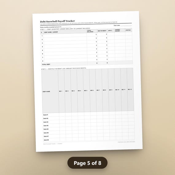 Zero Based Budget Worksheet, Undated Monthly Budget Planner PDF, Sinking Funds Tracker, Debt Payoff Sheet, US Letter, Instant Download, image 8