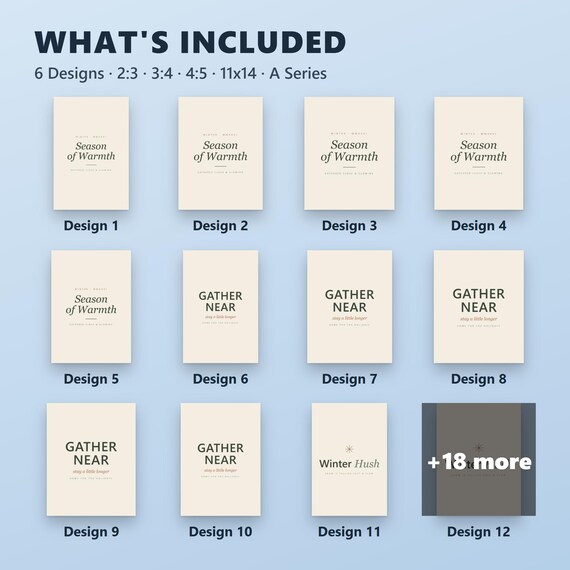 Christmas Typography Print Set of 6, Minimalist Holiday Wall Art, Cream Sage, 16x20, 11x14, 8x10, Instant Download, image 3
