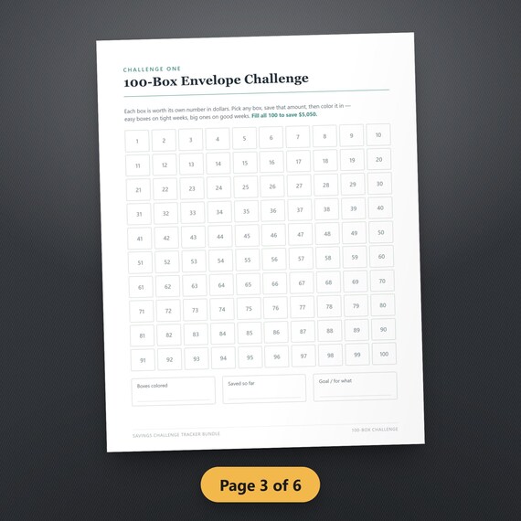 52 Week Savings Challenge Printable Bundle, 100 Envelope Tracker, No Spend Calendar, Custom Goal Tracker, PDF Instant Download, image 6