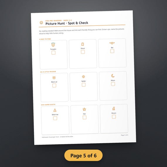 Halloween Scavenger Hunt Printable for Kids, Fillable Rhyming Clue Cards & Picture Hunt, Indoor Outdoor Party Game, US Letter, A4, Instant, image 8