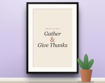 Muurdecoratie met dankzeggingsboodschap, set van 6, moderne typografische prints met dankbaarheidsthema, 16x20, 11x14, 8x10, direct te downloaden en af ​​te drukken.