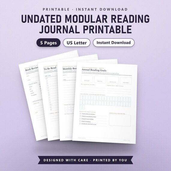 Book Club Journal Printable, Reading Journal, Book Review Sheet, TBR List, Monthly Reading Log, Instant Download PDF