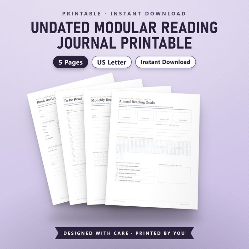 Book Club Journal Printable, Reading Journal, Book Review Sheet, TBR List, Monthly Reading Log, Instant Download PDF