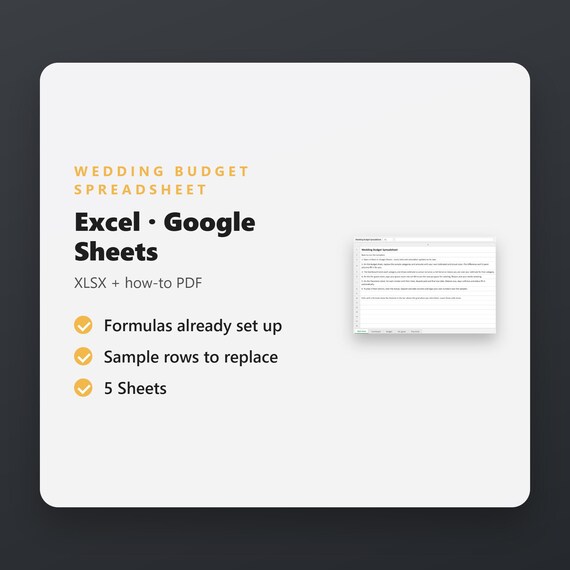 Wedding Budget Spreadsheet, Excel & Google Sheets Template, Per-Guest Cost Calculator, Vendor Payment Tracker, Instant Download, image 5