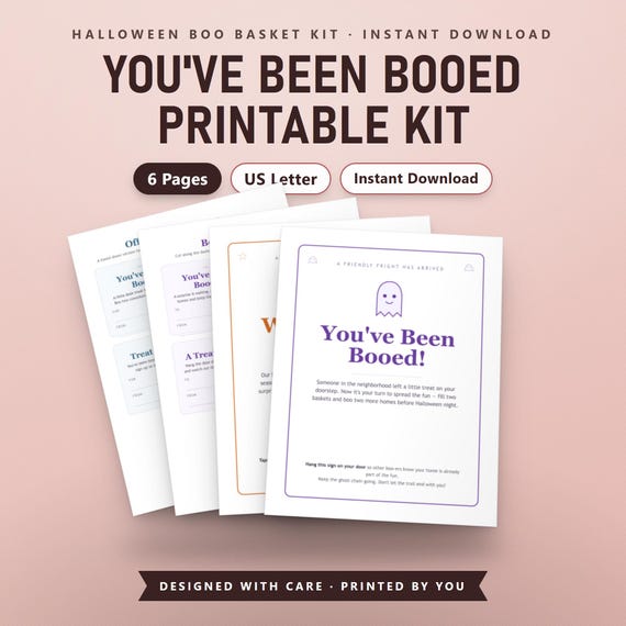 You've Been Booed Printable, Fillable Boo Basket Tags, Door Sign, Rules Note, Kids & Coworker, Teal Pumpkin, US Letter, A4, Instant Download