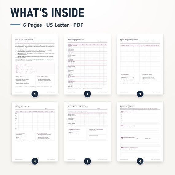 Menopause Tracker Printable, Perimenopause Symptom Log, Hot Flash Sleep Cycle & Doctor Prep Sheet, US Letter PDF, Instant Download, image 2