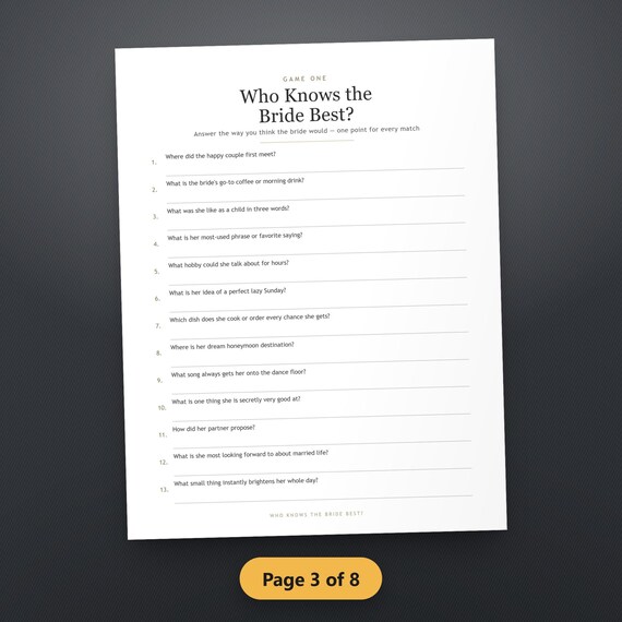 Bridal Shower Game Bundle Printable, Who Knows the Bride Best, Bridal Bingo, He Said She Said, Advice Cards, Purse Hunt, Instant Download, image 6