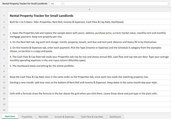 Rental Property Spreadsheet, Small Landlord Income Expense Tracker, Rent Roll, Schedule E, Cash Flow, Cap Rate, Excel, Google Sheets, image 11