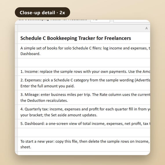 Small Business Bookkeeping Spreadsheet, Schedule C Expense Tracker, Freelancer Bookkeeping, Excel, Google Sheets, Instant Download, image 4