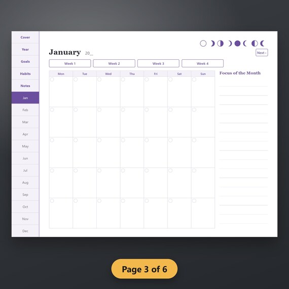 Halloween Digital Planner Undated, Spooky Season Planner, Hyperlinked Planner, Moon Phase Planner, Hyperlinked PDF, Tablet, Instant Download, image 7