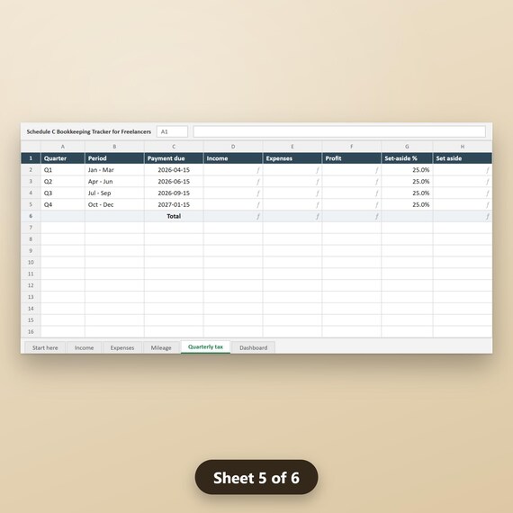 Small Business Bookkeeping Spreadsheet, Schedule C Expense Tracker, Freelancer Bookkeeping, Excel, Google Sheets, Instant Download, image 9