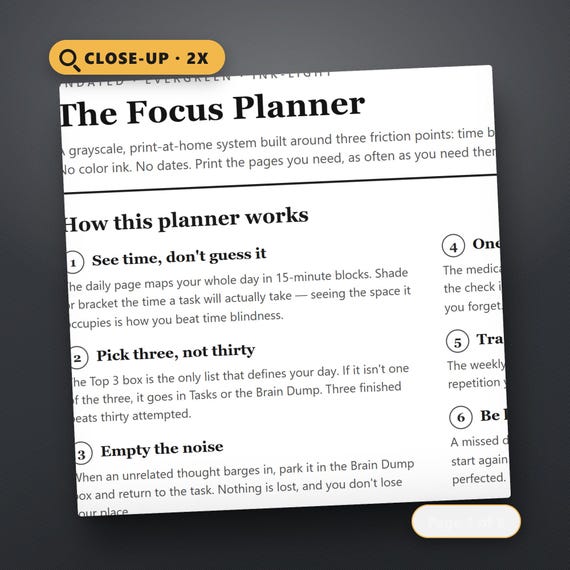 ADHD Daily Planner Adult, Undated Weekly Planner Printable, Time Blocking, Brain Dump, Habit Tracker, US Letter & A4, Instant Download, image 4