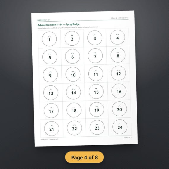 Advent Calendar Kit Printable, Numbers 1-24 & 1-25 Tags, Bag Toppers, DIY Pocket Calendar Template, 24 Kindness Cards, US Letter, A4, image 7