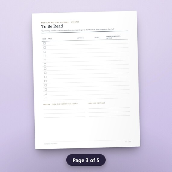 Book Club Journal Printable, Reading Journal, Book Review Sheet, TBR List, Monthly Reading Log, Instant Download PDF, image 6