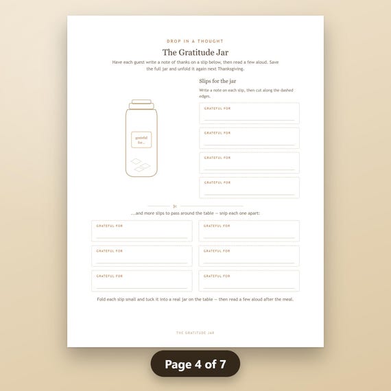 Thanksgiving Gratitude Journal Printable, Fillable Family Dinner Table Journal, Table Talk Cards, Thankful Tree, US Letter, A4, Instant, image 8