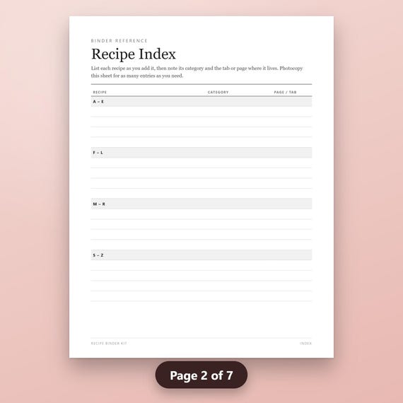 Recipe Binder Kit Printable, Fillable 4x6 Recipe Cards, Dividers, Cover, Conversions Chart, US Letter PDF, Instant Download, image 6