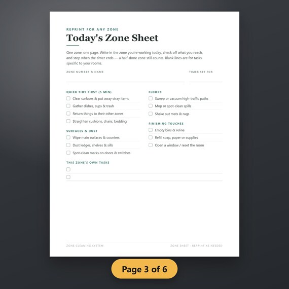 Zone Cleaning Schedule Printable, ADHD Cleaning Planner, Bare Minimum Mode, Daily Reset, 6-Page PDF, Instant Download, image 7