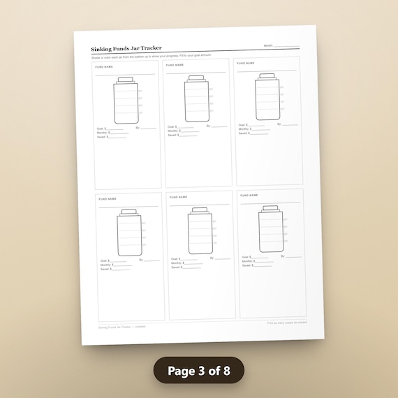 Zero Based Budget Worksheet, Undated Monthly Budget Planner PDF, Sinking Funds Tracker, Debt Payoff Sheet, US Letter, Instant Download, image 6