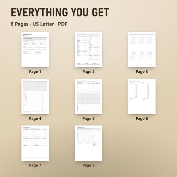 Zero Based Budget Worksheet, Undated Monthly Budget Planner PDF, Sinking Funds Tracker, Debt Payoff Sheet, US Letter, Instant Download, image 10