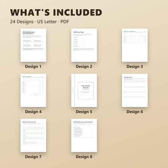 Cleaning Schedule Printable Bundle, 4 Home Planners, 24 Pages, Zone Cleaning, Meal Planner, Garden Planner, US Letter, A4, Instant Download, image 3