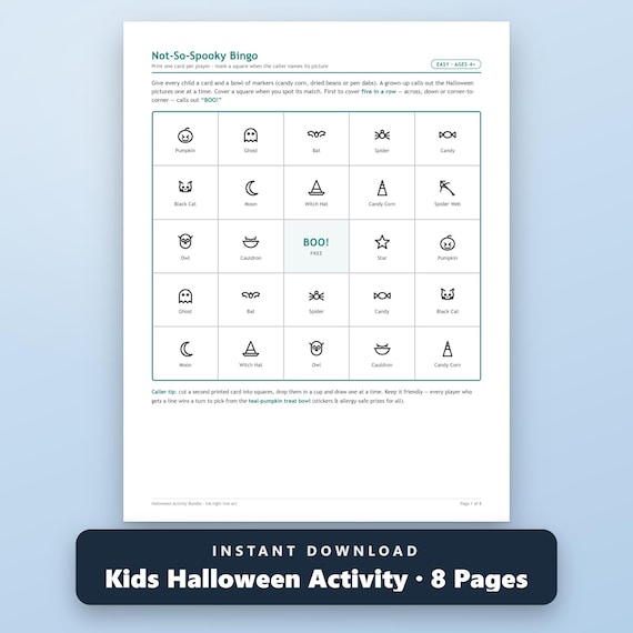 Halloween Activity Bundle Printable for Kids, Fillable PDF, Bingo Word Search Maze, US Letter, A4, Instant Download