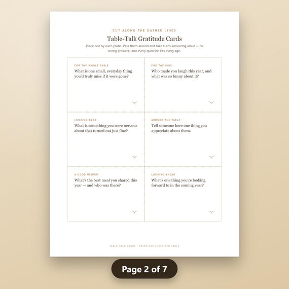 Thanksgiving Gratitude Journal Printable, Fillable Family Dinner Table Journal, Table Talk Cards, Thankful Tree, US Letter, A4, Instant, image 6
