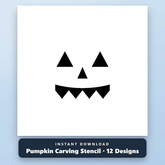 Pumpkin Carving Stencils SVG Bundle, 12 Jack-O-Lantern Cut Files, SVG PNG, Weld-Ready Halloween Stencils, Instant Download