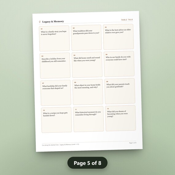 Thanksgiving Conversation Cards Printable, 100 Family Dinner Table Prompts, Fillable Kids All Ages Legacy Questions, US Letter, A4, Instant, image 8