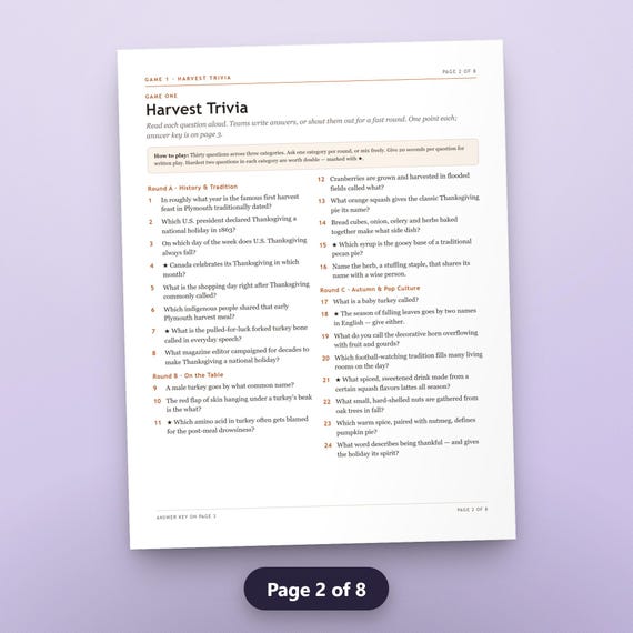 Friendsgiving Party Games, Fillable Adult Thanksgiving Games, 8 Host Games, Trivia Friend Feud Charades, US Letter, A4, Printable PDF, image 5