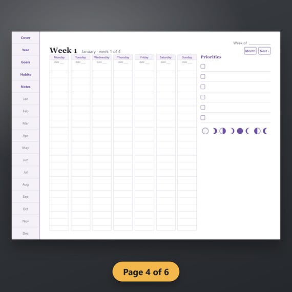 Halloween Digital Planner Undated, Spooky Season Planner, Hyperlinked Planner, Moon Phase Planner, Hyperlinked PDF, Tablet, Instant Download, image 8