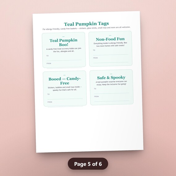 You've Been Booed Printable, Fillable Boo Basket Tags, Door Sign, Rules Note, Kids & Coworker, Teal Pumpkin, US Letter, A4, Instant Download, image 8