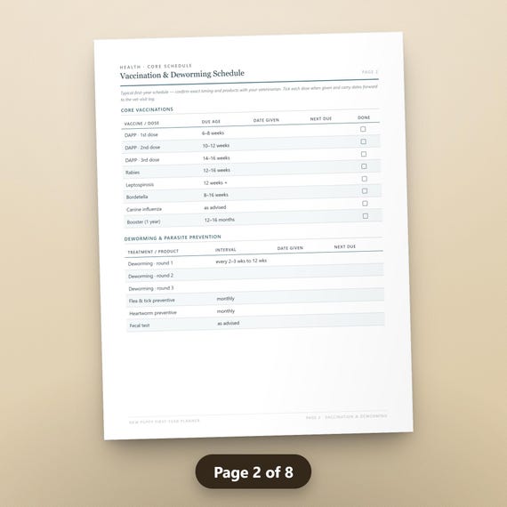 Puppy Vaccination Record Printable, New Puppy Planner, Socialization Checklist, Growth Log, Daily Routine, Instant Download, image 5