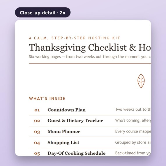 Thanksgiving Checklist Printable, Fillable Hosting Timeline, Shopping List, Cooking Schedule, US Letter, A4, Instant Download, image 4