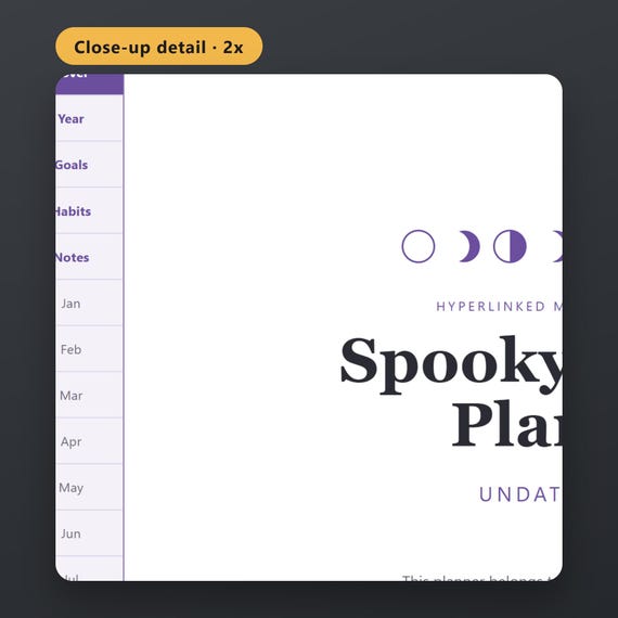 Halloween Digital Planner Undated, Spooky Season Planner, Hyperlinked Planner, Moon Phase Planner, Hyperlinked PDF, Tablet, Instant Download, image 4