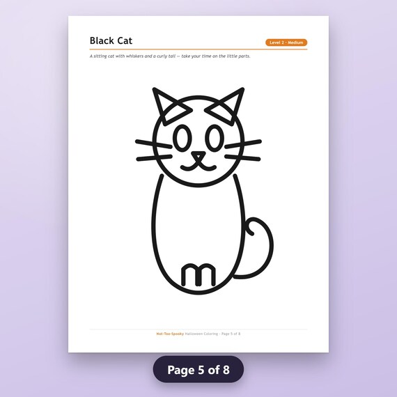 Halloween Coloring Book Printable, 8 Kids Pages, Easy to Hard, Bold Thick Outlines, US Letter, A4, Instant Download PDF, image 9