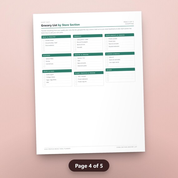 Undated High-Protein Weekly Meal Planner Printable PDF, 7-Day Menu & Protein Tracker, image 7