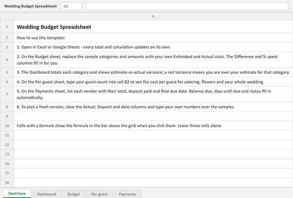 Wedding Budget Spreadsheet, Excel & Google Sheets Template, Per-Guest Cost Calculator, Vendor Payment Tracker, Instant Download, image 10