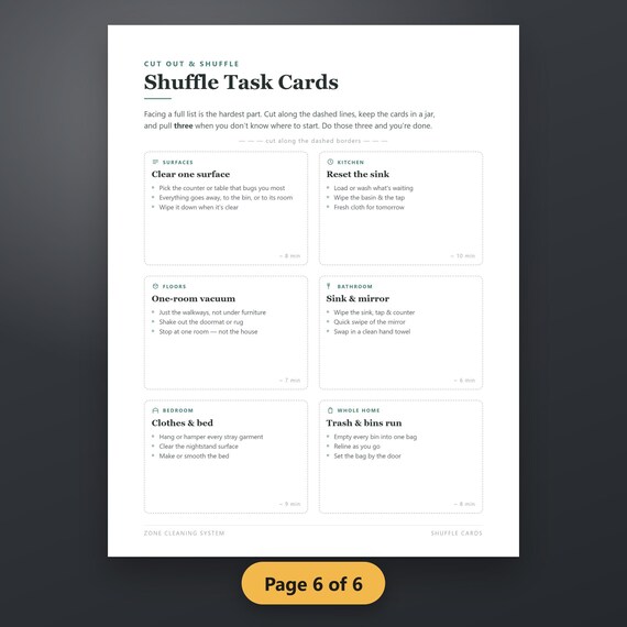 Zone Cleaning Schedule Printable, ADHD Cleaning Planner, Bare Minimum Mode, Daily Reset, 6-Page PDF, Instant Download, image 10
