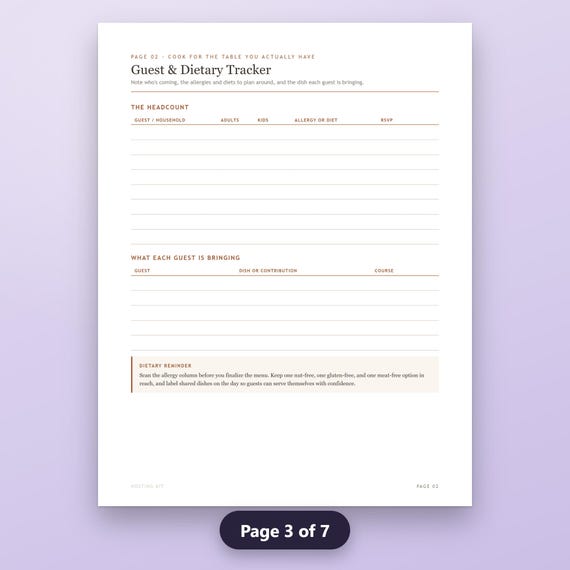 Thanksgiving Checklist Printable, Fillable Hosting Timeline, Shopping List, Cooking Schedule, US Letter, A4, Instant Download, image 7