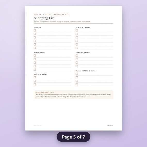 Thanksgiving Checklist Printable, Fillable Hosting Timeline, Shopping List, Cooking Schedule, US Letter, A4, Instant Download, image 9