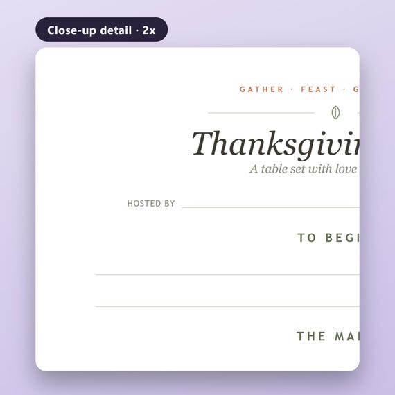 Thanksgiving Menu Printable, Fillable Place Card Set, Dinner Menu, Name Cards, Food Labels, US Letter, A4, Instant Download, image 4
