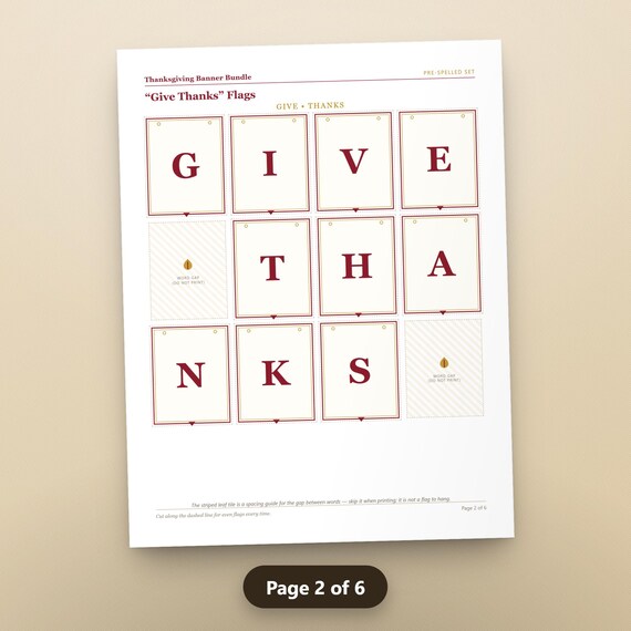 Thanksgiving Banner Printable, Fillable Give Thanks & Happy Thanksgiving Bunting, A-Z Letters, DIY Pennants, US Letter, A4, Instant Download, image 5