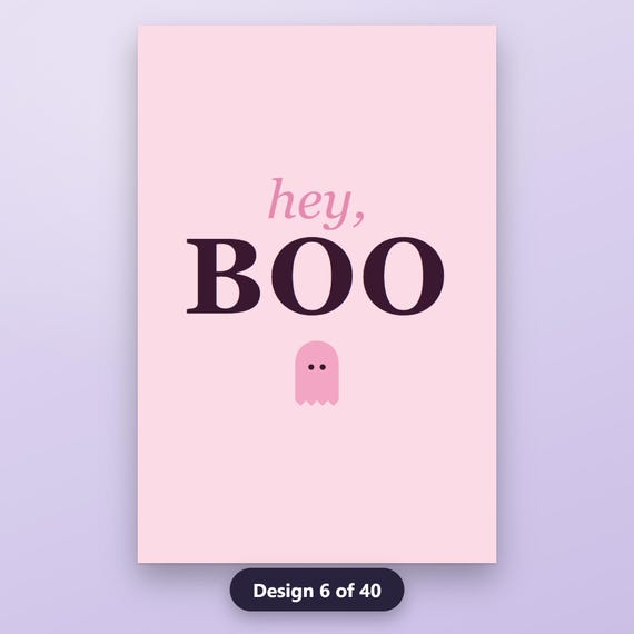 Pink Halloween Printable Wall Art, Set of 8 Pastel Ghost Typography Prints, Pinkoween Gallery Wall, 16x20, 11x14, 8x10, Instant Download, image 10