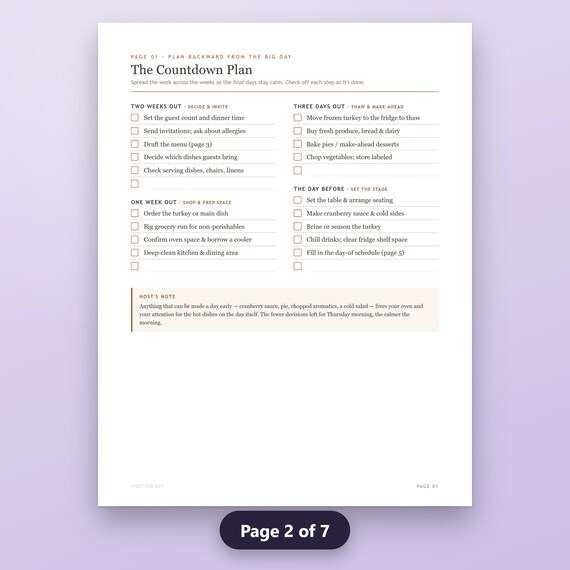 Thanksgiving Checklist Printable, Fillable Hosting Timeline, Shopping List, Cooking Schedule, US Letter, A4, Instant Download, image 6